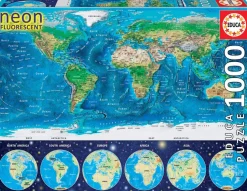 Educa - Legpuzzel - Neon, World Map - 1000 stukjes