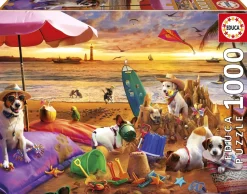 Educa - Legpuzzel - Spelende Honden op het Strand - 1000 stukjes