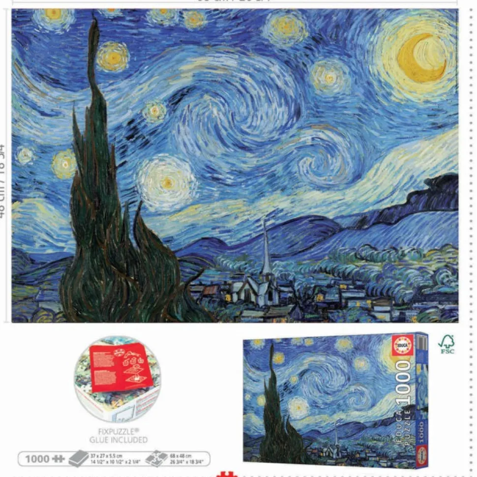 Educa - Legpuzzel - Vincent van Gogh - Sterrennnacht - 1000 stukjes