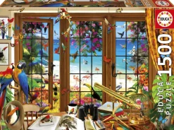 Educa - Legpuzzel - Vogels Kijken door het Raam - 1500 stukjes