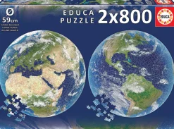 Educa - Legpuzzel - Wereld (Rond, 2x) - 2 x 800 stukjes