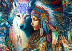 Enjoy - Legpuzzel - Indiaanse Prinses met Wolf - 1000 stukjes