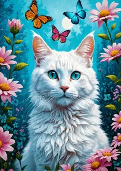 Enjoy - Legpuzzel - Witte Kat - 1000 stukjes