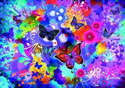 Grafika - Legpuzzel - Bonte Bloemen en Vlinders - 1500 stukjes