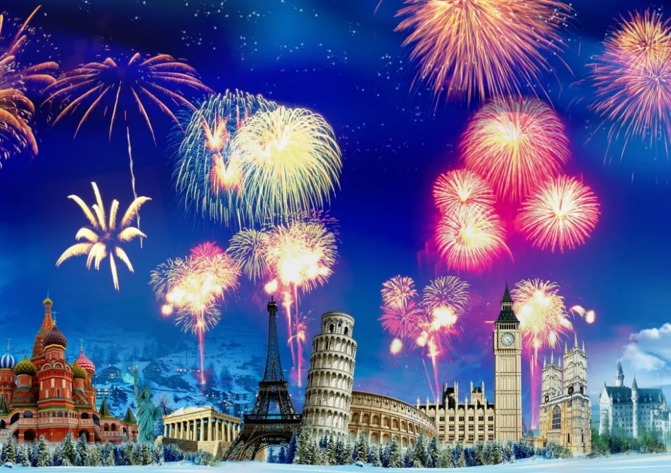 Grafika - Legpuzzel - Silvester Overal Ter Wereld - 1500 - stukjes